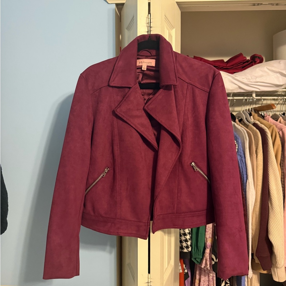 Philosophy Deep Red Faux Suede Blazer